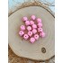 Ahşap Sekizgen Boncuk 14 mm Açık Pembe