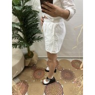 Beyaz File Detaylı Şort