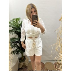 Beyaz File Detaylı Şort