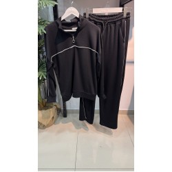 Oysh Modal Kumaş Siyah Biyeli Takım