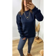 Bisiklet Yaka Şardonlu Sweat Lacivert