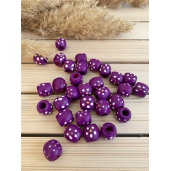 Ahşap Benekli Boncuk 16 mm Mor