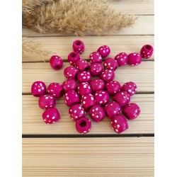 Ahşap Benekli Boncuk 16 mm Pembe