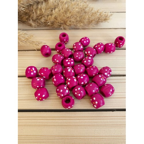 Ahşap Benekli Boncuk 16 mm Pembe Ahşap Benekli Boncuk 16 mm Pembe