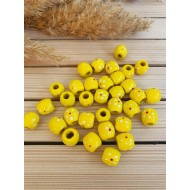 Ahşap Benekli Boncuk 16 mm Sarı
