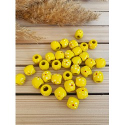 Ahşap Benekli Boncuk 16 mm Sarı