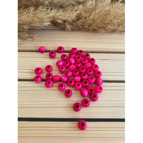 10 mm Ahşap Boncuk Fuşya 10 mm Ahşap Boncuk Fuşya