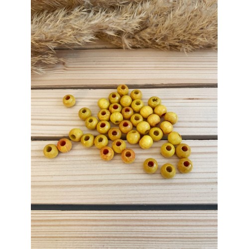 10 mm Ahşap Boncuk Sarı 10 mm Ahşap Boncuk Sarı