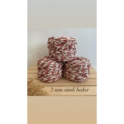 Ekru Bakır Simli 3 mm Tek Büküm Taranabilir Makrome İpi 250 gr