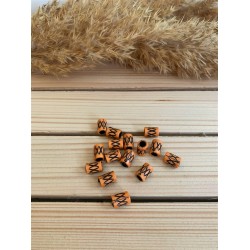 Etnik Desenli 10 mm Silindir Turuncu Boncuk