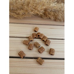 Etnik Desenli 12 mm Yassı Silindir Boncuk 