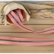 Pembe Fermuar Gümüş Detaylı