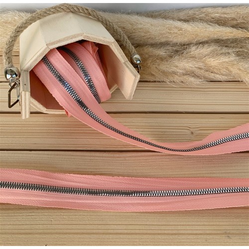 Pembe Fermuar Gümüş Detaylı Pembe Fermuar Gümüş Detaylı