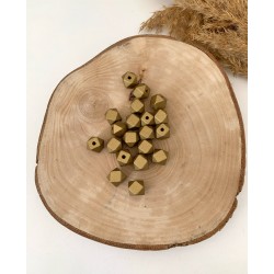 Ahşap Sekizgen Boncuk 14 mm Gold