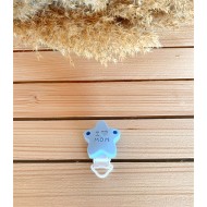 Mavi I Love Mom Yazılı Yıldız Figürlü Silikon Emzik Klipsi