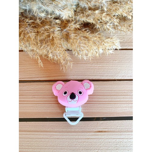 Pembe Koala Figürlü Silikon Emzik Klipsi Pembe Koala Figürlü Silikon Emzik Klipsi