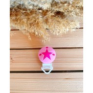 Pembe Yıldız Figürlü Silikon Emzik Klipsi