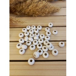 Yassi Ahşap Boncuk 12 mm Beyaz 