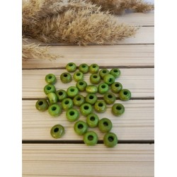 Yassi Ahşap Boncuk 12 mm Fıstık Yeşili