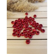 Yassi Ahşap Boncuk 12 mm Kırmızı 