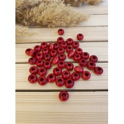 Yassi Ahşap Boncuk 12 mm Kırmızı 