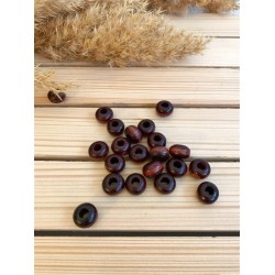 Yassi Ahşap Boncuk 12 mm Koyu Kahve