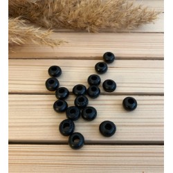 Yassi Ahşap Boncuk 12 mm Siyah
