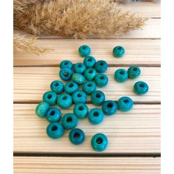 Yassi Ahşap Boncuk 12 mm Turkuaz 